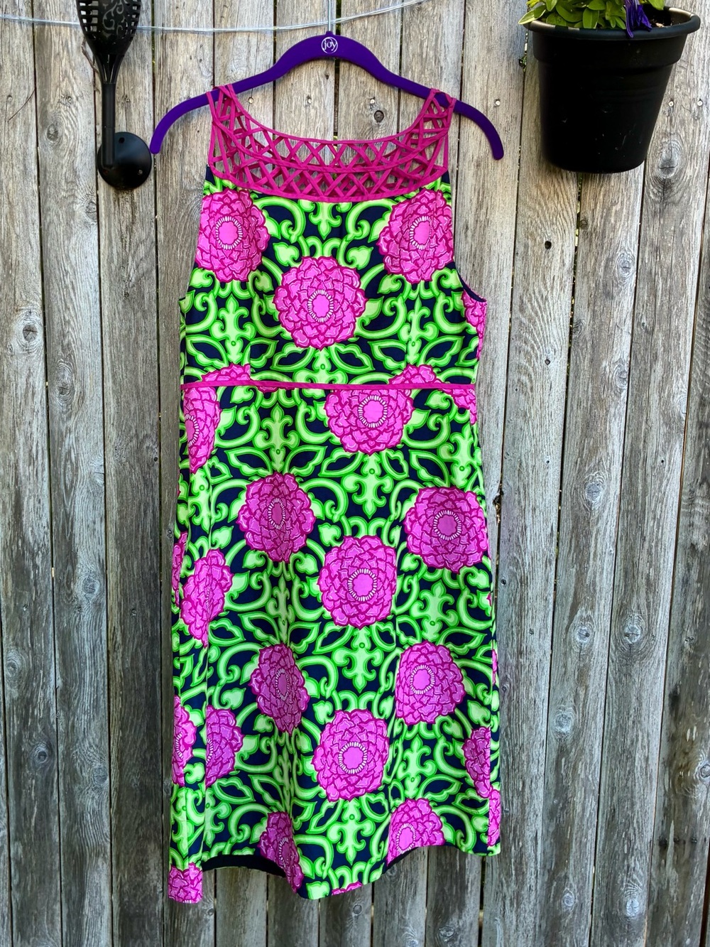 Gorgeous Lilly Pulitzer Bright Floral Sleeveless Dress with Lattice Yoke